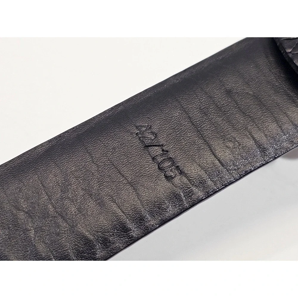 Bill Lavin Soft Collection Belt Mens 42 Black Embossed Leather Solid Brass Italy